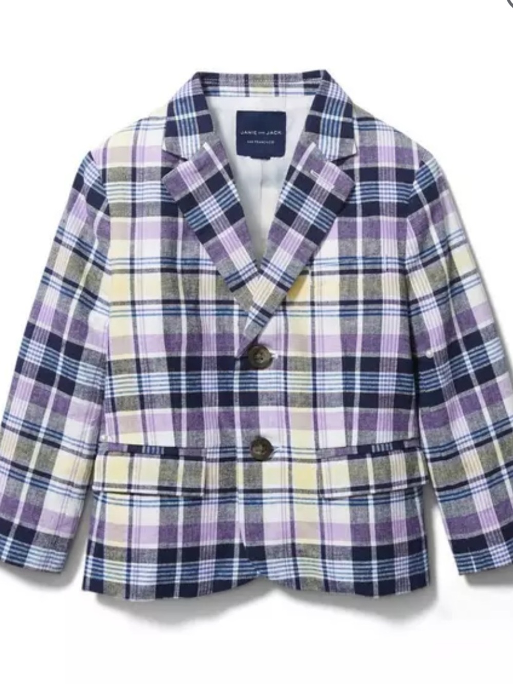 Janie and Jack Plaid Linen Blazer